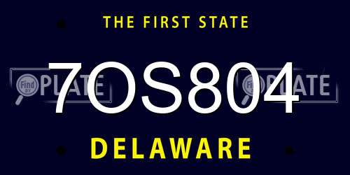 7OS804 Delaware License Plate