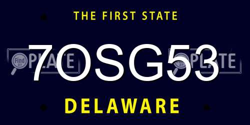 7OSG53 Delaware License Plate