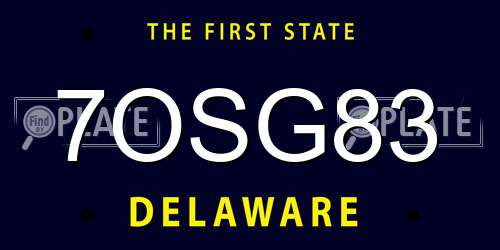 7OSG83 Delaware License Plate
