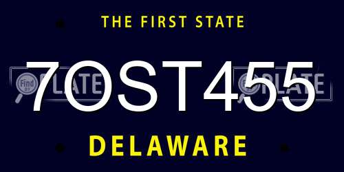 7OST455 Delaware License Plate