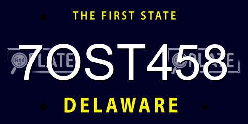 7OST458 Delaware License Plate