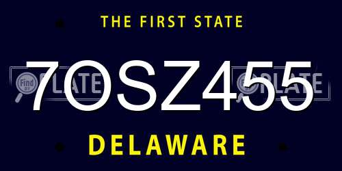 7OSZ455 Delaware License Plate