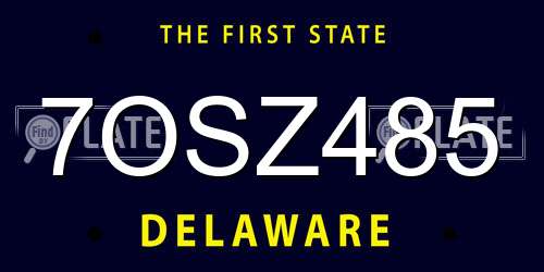 7OSZ485 Delaware License Plate