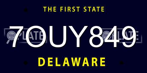 7OUY849 Delaware License Plate