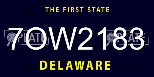 7OW2183 Delaware License Plate