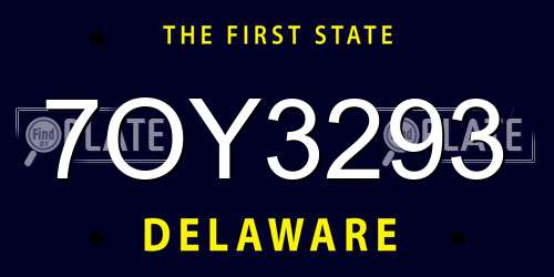 7OY3293 Delaware License Plate