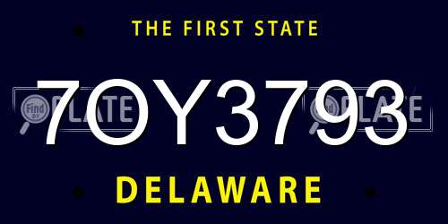 7OY3793 Delaware License Plate