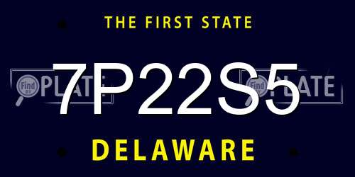 7P22S5 Delaware License Plate