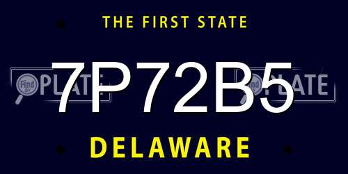 7P72B5 Delaware License Plate