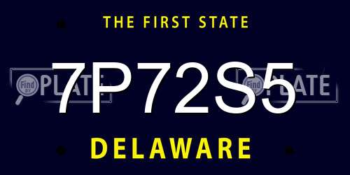 7P72S5 Delaware License Plate