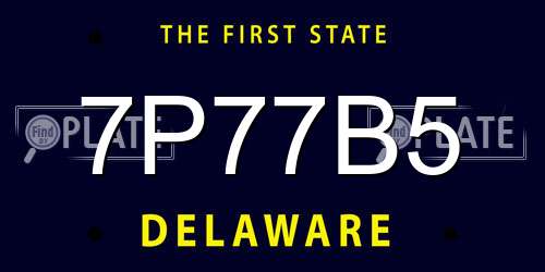 7P77B5 Delaware License Plate