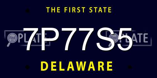 7P77S5 Delaware License Plate