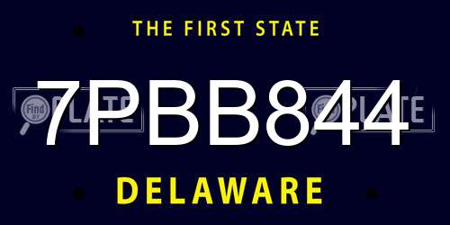 7PBB844 Delaware License Plate