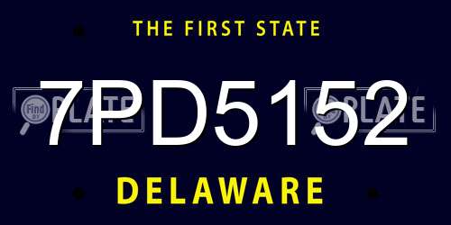 7PD5152 Delaware License Plate