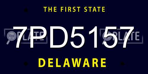 7PD5157 Delaware License Plate