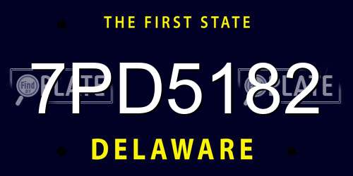 7PD5182 Delaware License Plate