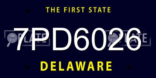 7PD6026 Delaware License Plate
