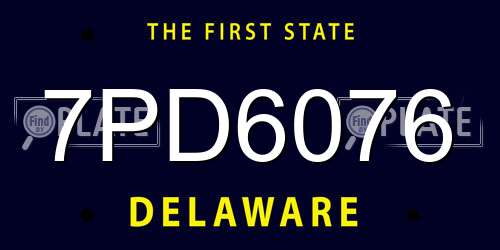 7PD6076 Delaware License Plate