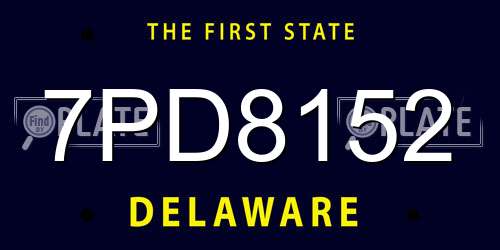 7PD8152 Delaware License Plate
