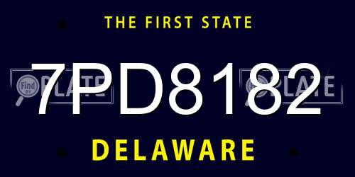 7PD8182 Delaware License Plate