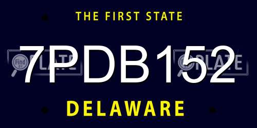 7PDB152 Delaware License Plate
