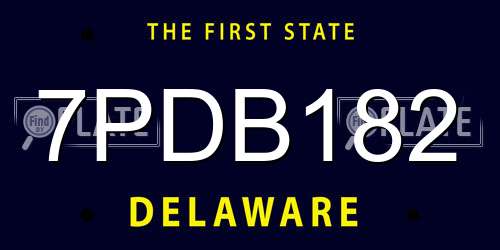 7PDB182 Delaware License Plate