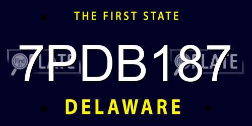 7PDB187 Delaware License Plate