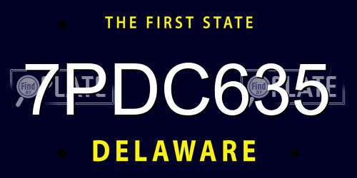 7PDC635 Delaware License Plate