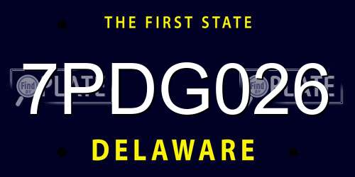 7PDG026 Delaware License Plate