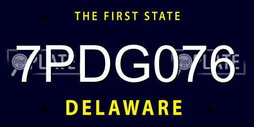 7PDG076 Delaware License Plate