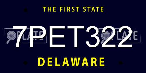 7PET322 Delaware License Plate