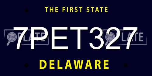 7PET327 Delaware License Plate