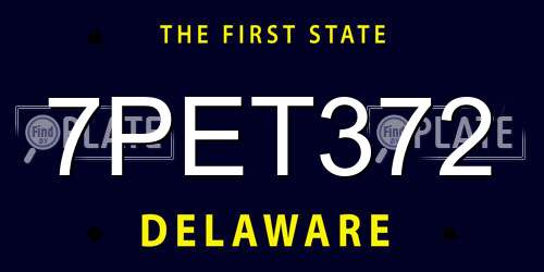 7PET372 Delaware License Plate