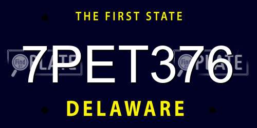 7PET376 Delaware License Plate