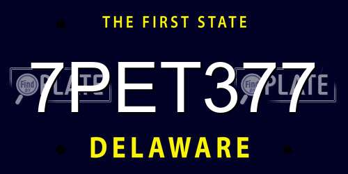 7PET377 Delaware License Plate
