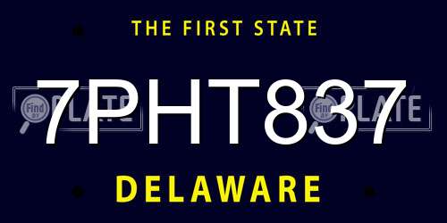 7PHT837 Delaware License Plate