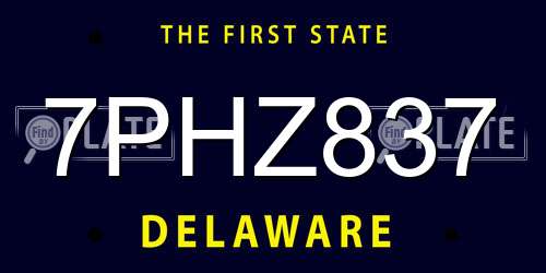 7PHZ837 Delaware License Plate