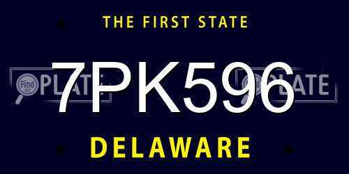 7PK596 Delaware License Plate