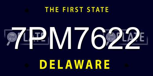 7PM7622 Delaware License Plate