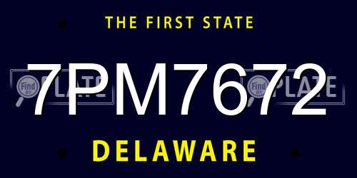 7PM7672 Delaware License Plate
