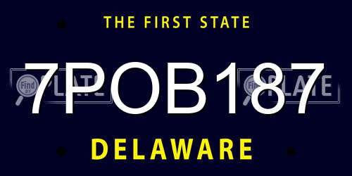 7POB187 Delaware License Plate