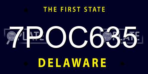 7POC635 Delaware License Plate
