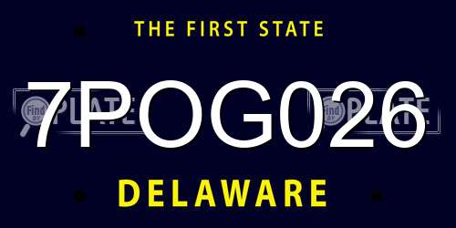7POG026 Delaware License Plate