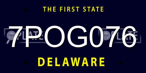 7POG076 Delaware License Plate