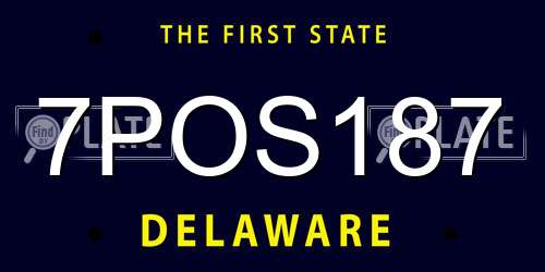 7POS187 Delaware License Plate