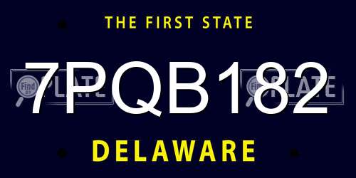 7PQB182 Delaware License Plate