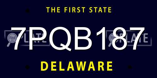 7PQB187 Delaware License Plate