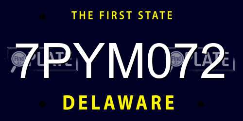 7PYM072 Delaware License Plate