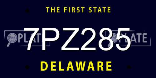 7PZ285 Delaware License Plate