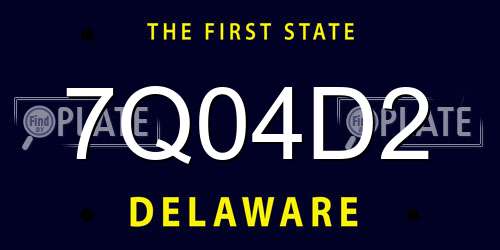 7Q04D2 Delaware License Plate